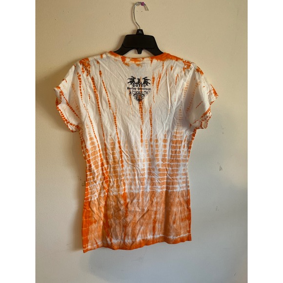 Harley Davidson Women's orange tye dye shirt V neck size large - Picture 2 of 5